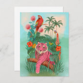 Rosa Tiger und Parrot Tropischer Dschungel Postkarte (Vorne/Hinten)