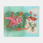 Rosa Tiger und tropischer Parrot-Dschungel Fleecedecke (Vorderseite (Horizontal))