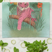 Rosa Tiger und tropischer Parrot-Dschungel Geschirrtuch (Gefaltet)