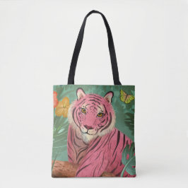 Rosa Tiger und tropischer Parrot-Dschungel Tasche