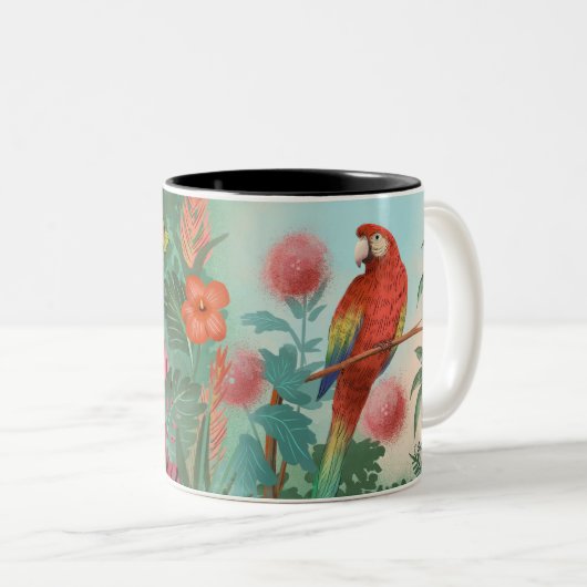 Rosa Tiger und tropischer Parrot-Dschungel Zweifarbige Tasse (VorderseiteRechts)