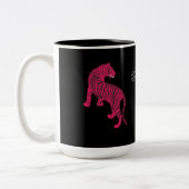 Rosa Tiger, Wilde Katze Zweifarbige Tasse (Links)