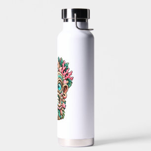 Rosa Tiki-Maske aus Koralle Trinkflasche