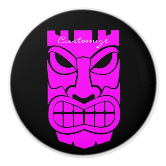 Rosa Tiki-Skulptur Thunder_Cove Keramikknauf (Vorderseite)