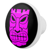 Rosa Tiki-Skulptur Thunder_Cove Keramikknauf (Rechts)