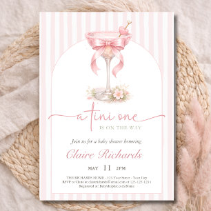 Rosa Tini One Is On The Way Baby Shower Gebogen Einladung