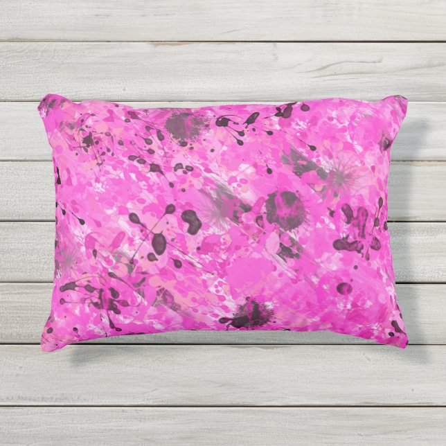 Rosa Tinte Kissen Für Draußen (Vorderseite)