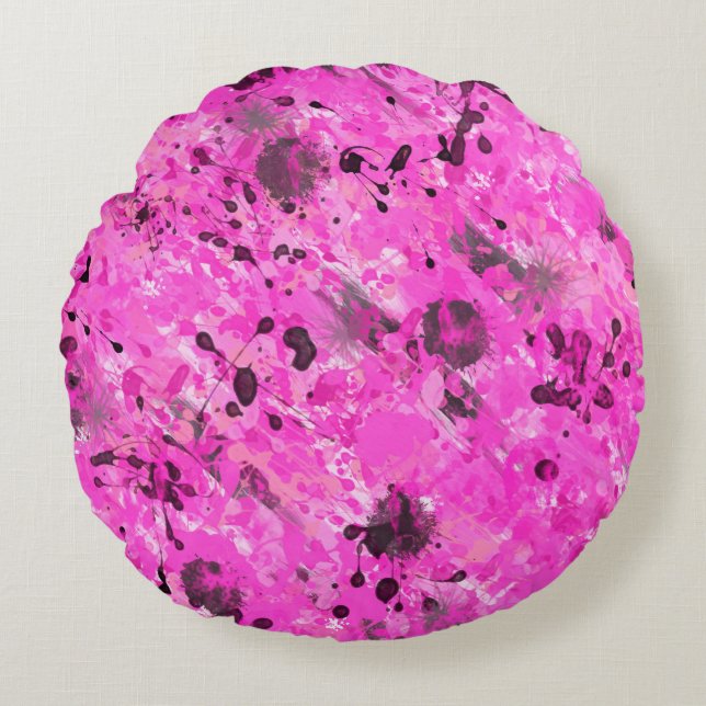 Rosa Tinte Rundes Kissen (Vorderseite)