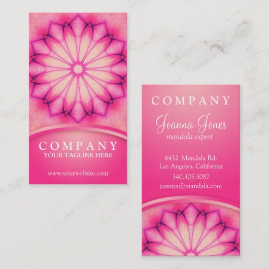 Rosa Tinten-Mandala Visitenkarte (Vorne/Hinten)