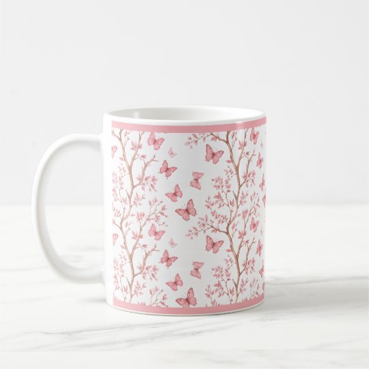 Rosa Tintenblumen-Mumie mit Umrandung Kaffeetasse (Links)