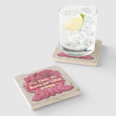 Rosa Tintenfisch lustig Steinuntersetzer (Seitenansicht)