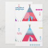 Rosa Tipi Briefpapier (Vorne/Hinten)