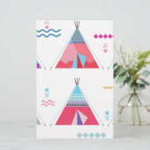Rosa Tipi Briefpapier (Stehend Vorderseite)