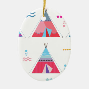 Rosa Tipi Keramik Ornament