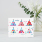 Rosa Tipi Postkarte (Stehend Vorderseite)