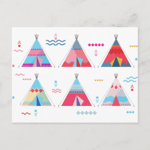 Rosa Tipi Postkarte