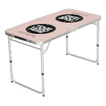 Rosa Tisch für Beer Pong mit individuellem Logo, t