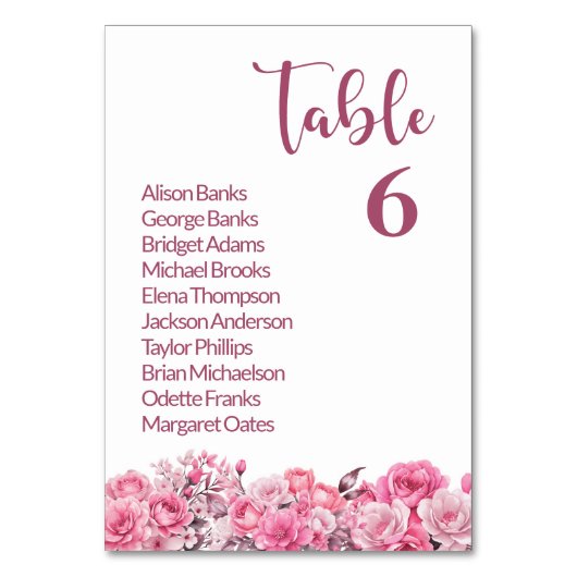 Rosa Tischnummer (Vorderseite)