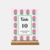 Rosa Tischnummer Akryllische Beschriftung Acrylschild (Vorderseite)