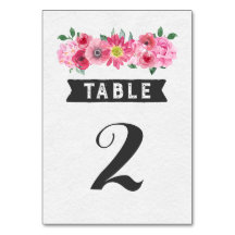 Rosa Tischnummer Hochzeitskarte