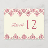 Rosa Tischnummer Ivory Arabesque Damask Card (Vorderseite)
