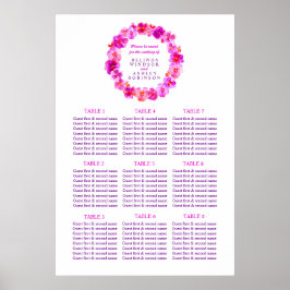 Rosa Tischplaner für Hochzeiten 1-9 Tische Poster