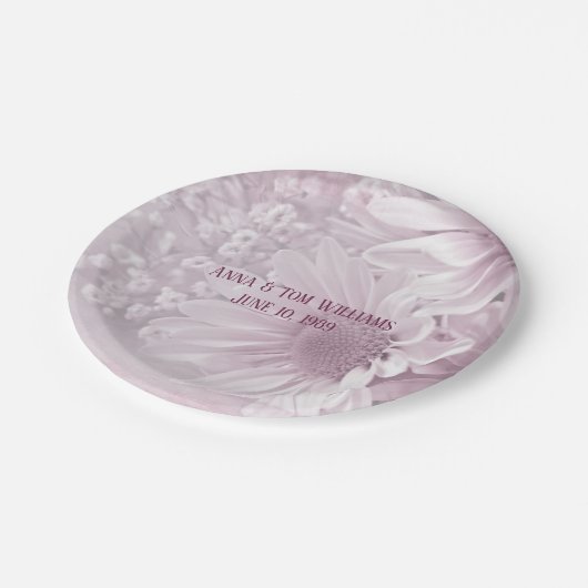 Rosa Tischtennisbrot zum Jubiläum Party Pappteller (Schrägansicht)