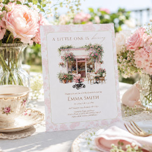 Rosa Toile Baby Braut-Café Kaffee Coquette Dankeskarte