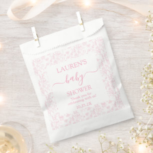Rosa Toile Bär Baby Shower Mädchen Geschenktütchen