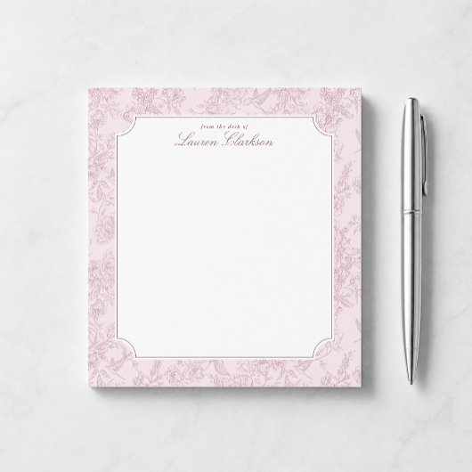 Rosa Toile-Blumen-Notizblock Notizblock
