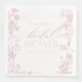 Rosa Toile Brautparty Napkins | Vintag Serviette (Vorderseite)