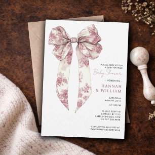 Rosa Toile Coquette Band Mädchen Babyparty Einladung