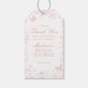 Rosa Toile De Jouy Blumen Hochzeitsshower-Geschenk Geschenkanhänger