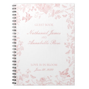 Rosa Toile De Jouy Blumeneintragbuch für Hochzeits Notizblock