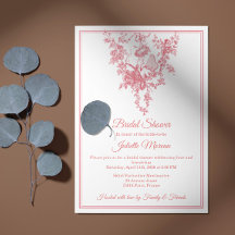 Rosa Toile de Jouy Brautparty-Einladung