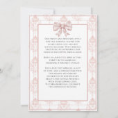 Rosa Toile Elegant Baby Girl Geburtserklärung Einladung (Rückseite)