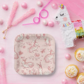 Rosa Toile-Hasen-Party-Teller Pappteller (Party)