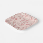 Rosa Toile-Hasen-Party-Teller Pappteller (Gewinkelt)