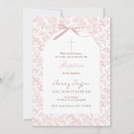 Rosa Toile klassisches christliches Mädchen Taufkl Einladung