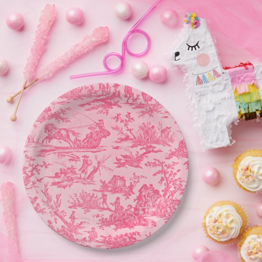 Rosa Toile Pappteller (Party)