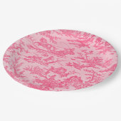 Rosa Toile Pappteller (Schrägansicht)