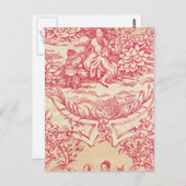 Rosa Toile Postkarte (Vorne/Hinten)