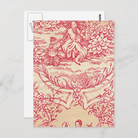 Rosa Toile Postkarte (Vorne/Hinten)