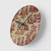 Rosa Toile Runde Wanduhr (Winkel)