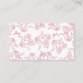 Rosa Toile-Teeparty-Bücher für Baby Begleitkarte (Rückseite)