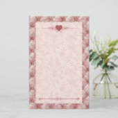 Rosa Toile-Tufted-Samt-Romantik-Papeterie Briefpapier (Stehend Vorderseite)