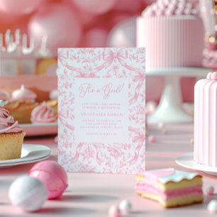Rosa Toilette und Bows Kinderdusche Einladung