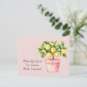 Rosa Topf Gelbe Mach Limonade Postkarte (Stehend Vorderseite)