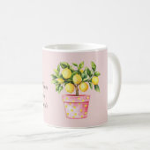 Rosa Topf Gelbe Zitrone Pflanze Kaffeetasse (VorderseiteRechts)