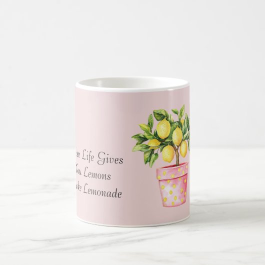Rosa Topf Gelbe Zitrone Pflanze Kaffeetasse (Mittel)